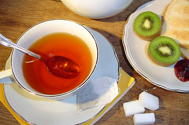 Chamomile tea and kiwi fruit evening snack
